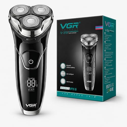 VGR 318 Afeitadora Eléctrica para Hombre, Cabezal Giratorio 3D, IPX6