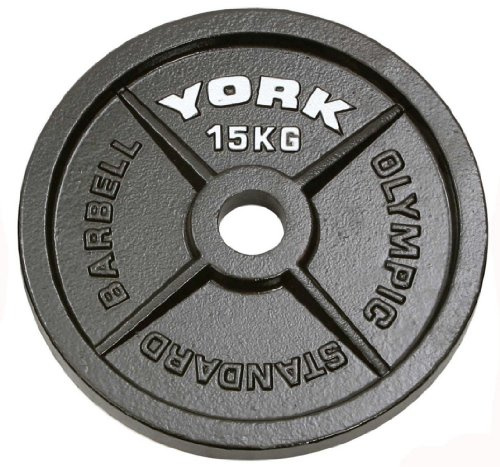 York 15kg - 1x Hammertone Cast Iron Olympic Plate