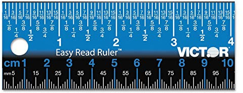 Victor Easy Read Stainless Steel Ruler, Standard/Metric, 18.25 Long, Blue