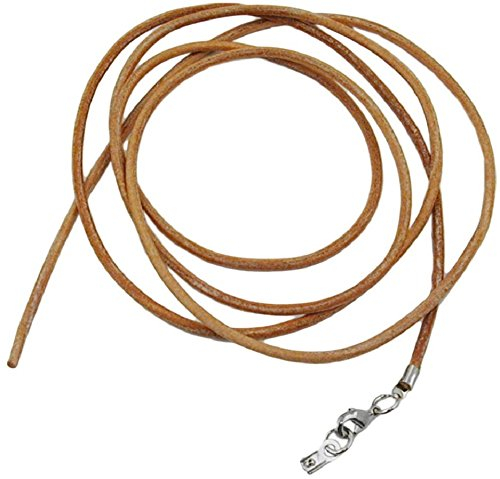 Unbespielt Lederband Kette Collier Halskette Hellbraun Karabinerverschluss Silberfarben 1m Lang Kürzbar