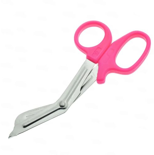 YNR Medical Scissors – Stainless Steel Utility First Aid Scissors, Curved Paramedic with Serrated Blade, Trauma & Nurse Scissor for EMT, EMS, Vets, Nursing Use | (Pink) 5.5 Inches
