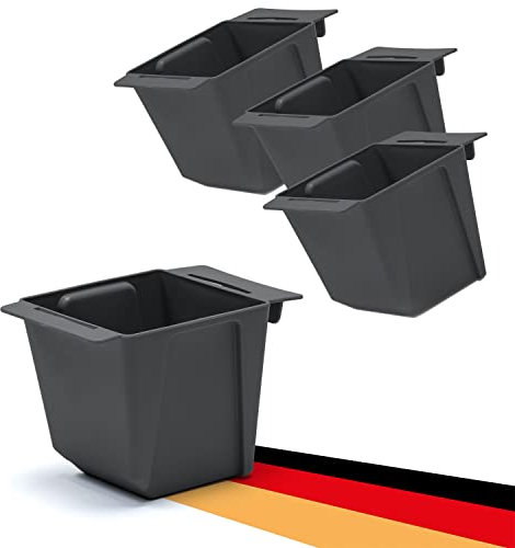 BigDean 4er Set Mini Paletten Blumenkästen - Einsatz - mit Hängesystem zum Einhängen - 10cm klein anthrazit - Pflanzkasten für Europalette Balkonkasten Blumentopf - aus recyceltem PP-Kunststoff