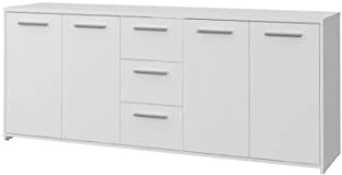 Forte PILVI Sideboard 180, Großes Sideboard mit 4 Türen und 3 Schubladen, Holzwerkstoff, Weiß, 179 cm breit, 74.1 cm hoch, 42 cm tief