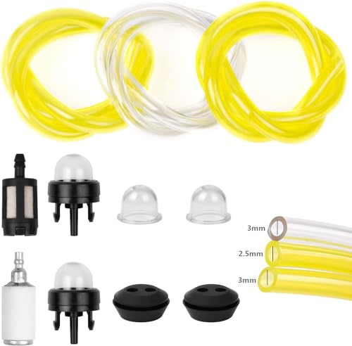 Kit Durite Essence Debroussailleuse, Durites D'essence de Tondeuses Universel avec Filtre à Carburant, Durite Essence 2.5mm 3mm, Ampoule d'Amorce et Joint pour Coupe-Herbe, Tondeuse Souffleur