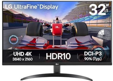 LG 32UR500K-B Ultrafine 32-inch 4K UHD (3840x2160) Computer Monitor HDR10 Built-in Speaker x2 OnScreen Control Reader Mode Flicker Safe Borderless Design HDMIx2 DisplayPort Black