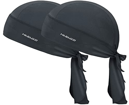 HASAGEI Gorra deportiva Bandana Durag Bandana Pañuelo para Bicicleta Sombrero Transpirable Absorbe el sudor, Gris oscuro*2, Talla única