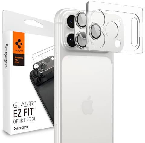 Spigen Glas.tR EZ Fit Optik Pro XL Tempered Glass Camera Lens Protector for iPhone 17 Pro, Silver - 1 Pack