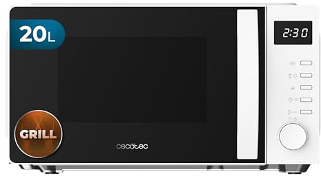 Cecotec Microonde con Grill ProClean 5105 White. 700 W, 20 L, Tecnologia 3DWave, Grill, 5 Livelli Potenza, Timer 30 min, Scongelamento, Display con Orologio, Gratinatura Perfetta