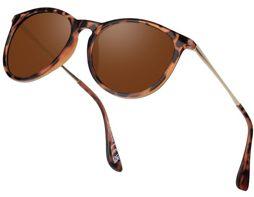 Jynnxa Occhiali da Sole Donna Polarizzati - Vintage Rotondi Occhiali con Protezione UV400