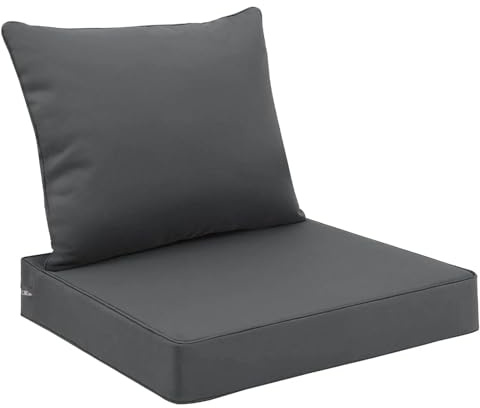 XCTDSVAH Trädgårdsstolsdyna, hög elasticitet, vattentäta utomhusstolsdynor med ryggstöd, för trädgård/uteplats/balkong (mörkgrå)