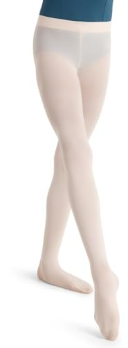 Capezio Girls' Ultra Soft Self Knit Waistband Tight, Light Pink, One Size (8-12)