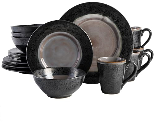 Gibson Dragonstone 16 pc Dinnerware Set Grey Stoneware, Gray -
