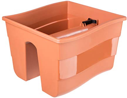 KADAX Balkongeländer-Topf mit zweiseitigem einstellbarem Griff 30x28x20cm, Geländer-Brüstungstopf, Balkonblumenkasten, Pflanzkübel, Pflanzgefäß, Ideal für Blumen und Pflanzen (Terra)