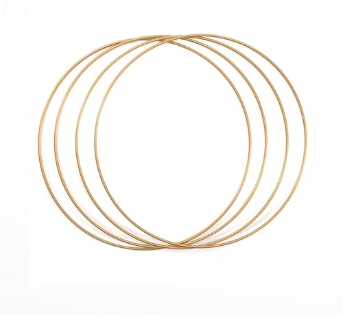 Vaessen Creative Anillos de Metal para Manualidades, Oro, 4 Piezas, 25 cm x 3 mm, Aro Atrapasueños, Anillo de Guirnalda para Tapiz de Macramé, Ganchillo, Decoraciones Nupciales y Más
