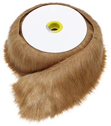 Furryvalley Cinta de piel sintética de zorro de raccon para manualidades, rayas peludas para pantuflas, deslizantes, flecos, 2 yardas (café)