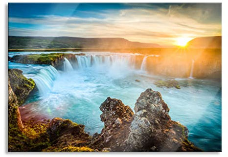 Pixxprint Glasbild, Wandbild aus Echtglas, Wasserfall, 60x40 cm, inkl. Aufhängung und Abstandshalter