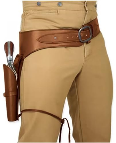 Steampunk medeltida hölster Vintage Revolver Holster för Cowboy LARP Cosplay kostym tillbehör, Brown