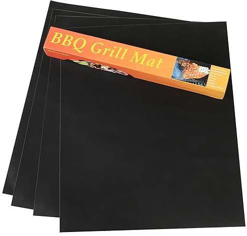 Zxglxinyao BBQ Grill Mat, Pack of 4 Grill Mats for Charcoal Grill, Non-Stick Grill Mat for Gas Grill, Reusable Baking Mats, Grill Plate, Heat Resistant for Charcoal Gas Grill, Oven, 40 x 33 cm