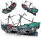 Nizirioo Aquarium Schiffswrack Dekorationen, Aquarium Dekoration Piratenschiff -Air Bubbler versunkenes Schiff Ornament- Aquarium Luftpumpe Angetrieben Aktion Dekor (dunkelgrün)