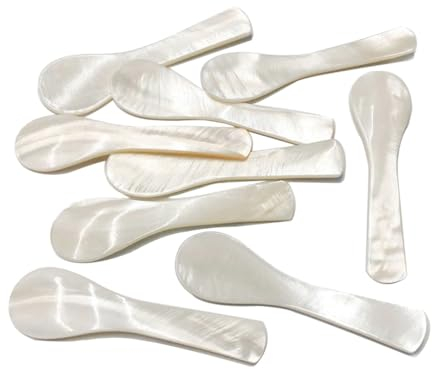 Pmnzdy 10 Pezzi Cucchiai da Caviale in Madreperla Cucchiaio da Conchiglia Cucchiaini da Tavola Cucchiai da Zuppa di Madreperla Cucchiaio da Caviale per Casa, Cucina, Ristorante