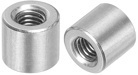 uxcell 10Pcs M6 Round Connector Nuts, 304 Stainless Steel Coupling Nut 10mm/0.39 Length Sleeve Rod Bar Stud Nut for Bracket, M6x10x10mm