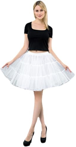 GZKUM Women's Short Length Petticoat Above Knee Underskirt Half Slip Crinoline 50s Vintage Rockabilly Tutu Skirt