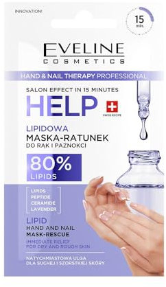 Eveline Cosmetics Hand- & Nagel-Therapie Rescue-Maske - Intensive Feuchtigkeits- & Stärkebehandlung für trockene Haut und brüchige Nägel mit Lavendelduft