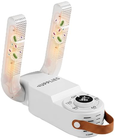 JUPPLIES Secador de Zapatos Electrico - Secador de Botas Futbol y Esqui, Zapatillas Deportivas y Guantes - Diseño Plegable con Temporizador Inteligente - Esterilización y Accion Antibacteriana