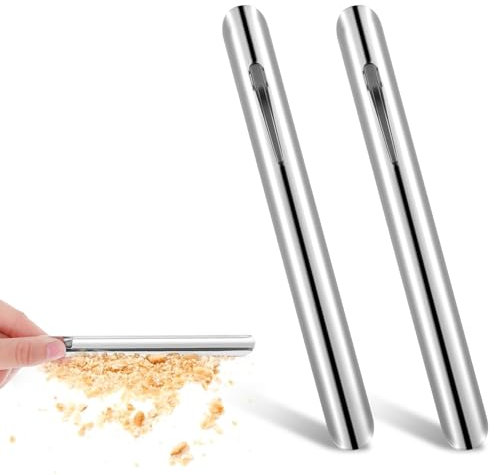HJZHII 2 barredoras de migas de mesa para servidores, raspador de migas de mesa, limpiador de migas de pan plateado con clip de bolsillo para restaurantes, hogares y manteles