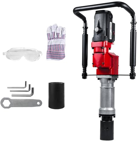 Electric Pile Driver Hammer 2200W Electric T Post Driver, 110V Handheld Pile Driver, 2100 BPM Sufficient Power, Ideal for Fence Post Construction Site, Farm Fences, Forestry Seedlings
