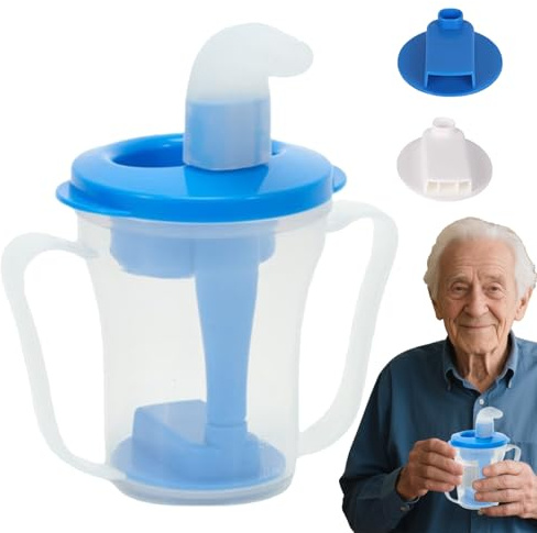 Générique Verres Adaptés à la Dysphagie pour Adultes | Buveurs Âgés avec Paille - Tasses Anti-Étouffement Anti-Renversement Portables pour Adultes Séniors Bébés à Domicile Voyage Lit Soins Patients