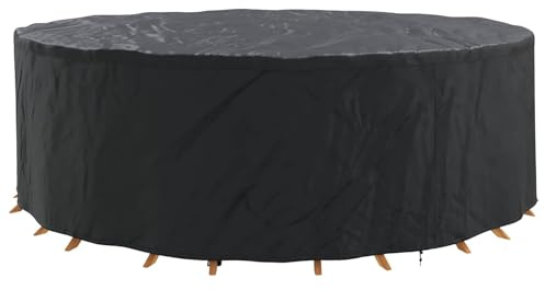 vidaXL Möbelöverdrag Svart 279 x 279 x 85 cm 420D Oxford Tyg, Trädgård och terrass, Rund, Modern, Vattentåliga material, UV-skydd, Paviljongöverdrag, Väderskydd, Utomhusarmour
