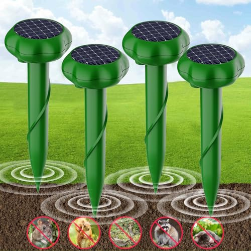 extérieur Répulsif Solaire pour Taupes,Répulsif à Taupes à ultrasons,Dissuasion de Taupes pour Jardin Pelouse,pour Taupe, Serpent, Campagnol, Gopher et Autres Animaux