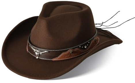 Willheoy Cowboy Hat for Women Western Hat for Men Cowboy Felt Hat Adjustable Outdoor with Shapeable Brim