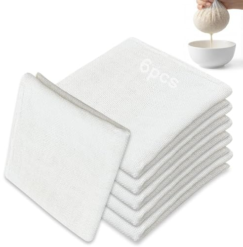Leyrens 6 Piezas Telas Filtrante Reutilizable de Algodón Puro sin Blanquear 50x50cm, Cheese Cloth, Colador de Tela Lavable, Filtro de Algodón para Cocinar, Yogurt, Colar Jugo, Queso, Mantequilla