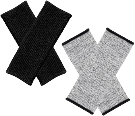 Sosoport Manicotti Antiforatura per Avambraccio 20 CM Protezioni Anti-Morso e Anti-Taglio per Braccia da Lavoro e Cucina Set da 2 Paia Grigio e Nero Maniche Protettive Resistenti per