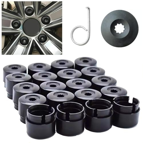 20 Pièces Capuchon de Boulon de Verrouillage Antivol Capuchons de Vis De Roue Cache-Vis (Extracteur Cache Ecrou) Pour Voitures Camions de Transport et Autres Roues de Pneus de Voiture (Noir)