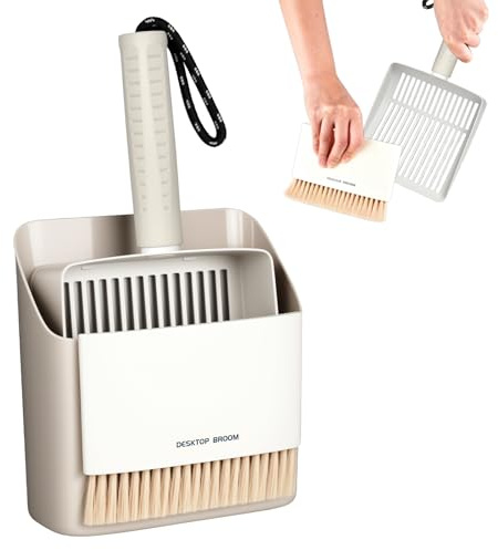 Trendecor Pala de arena para gatos con escoba pequeña y contenedor, pala de acero inoxidable, herramienta de colador rápido para limpiar gatos para guardar la pala de arena para gatos
