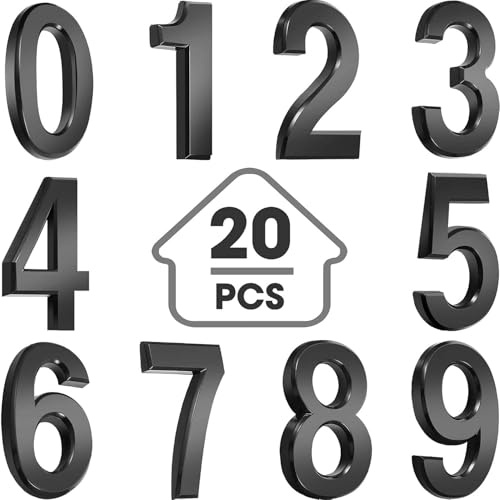 txuzong Lot de 20 autocollants numérotés de 0 à 9 – Chiffres adhésifs 4,5 cm – Résistants aux intempéries – Pour boîte aux lettres, porte d’entrée, rangement – Idéal pour adressage et décoration