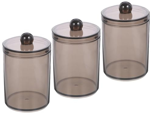 UPKOCH Set da 3 Custodie per Cotton Fioc con Coperchio Trasparente Nero, Organizer Compatto per Bagno, Dispenser per Dischetti di Cotone, per Soggiorno, Camera da Letto e Ufficio