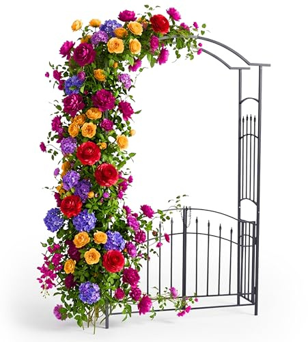 Relaxdays Arco in Metallo per Rose e rampicanti, HxLxP: 216 x 140 x 40 cm, con Doppia Porta