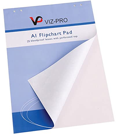 VIZ-PRO Standard Staffelei-Pads / A1 Flipchart-Papierpad, 841 x 594mm, 25 Blatt/Pad