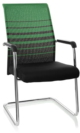 hjh OFFICE 706790 Besökarstol FALCONE V - Besöksstol med fjädrande ram, Ryggstöd i mesh som andas, Armstöd med plastdynor, Förkromat fotstöd