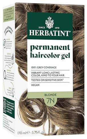 Herbatint Permanent Hair Dye For Women - 7N Blonde - For Up To 100% Gray Coverage of Resistant Gray Hair - Ammonia-Free, Alcohol-Free & Vegan - Salon Influenced Hair Color 5.75 fl oz