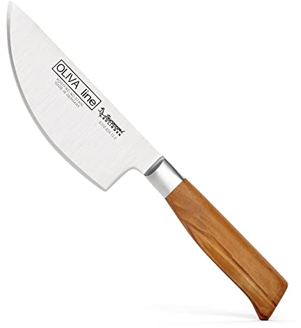 Burgvogel Solingen Kräutermesser 13 cm geschmiedet Olivenholz, Oliva Line, rostfrei, hell, scharf Braun Beige