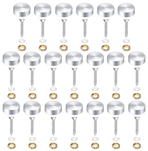 Hicello 20Pcs Decorative Mirror Screws, Stainless Steel Screw Cap/Cover 20mm for Fasteners, Sign/Advertising Hardware, Nails, Construction, Tea Tables, Wardrobes Glass Furniture