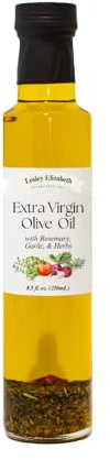 Lesley Elizabeth Extra Virgin Olive Oil with Rosemary, Garlic & Herbs, 8.5 fl oz – Small-Batch Herb-Infused EVOO for Dipping, Roasting, Marinades & Everyday Cooking – All-Natural, Plant-Based Ingredients