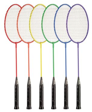 Champion Sports 26 Single Shaft Badminton Racket with Braided Nylon Strings (Set of 6) - Multiple Colors - For All Skill Levels