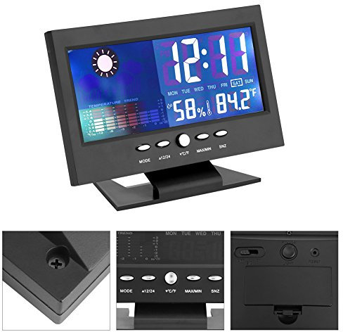 Horloge Digitale Indicateur Numérique Température Humidité Calendrier Météo Confort Salle de Bain Douche Cuisine écran Tactile