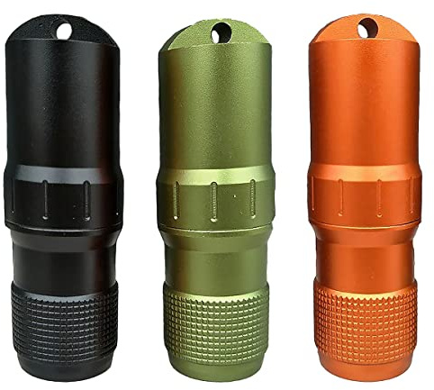 3 x luftdichte EDC-Zubehörkoffer in Militärqualität, wasserdichte Streichholzkoffer, Batteriehalter, Outdoor-Überlebensaufbewahrung, Metallbehälter, Trockenbox, Schwarz + Grün + Orange